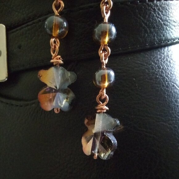 Handmade Sexy Boho Dangle Earrings! Beautiful Whiskey, Cognac + Copper Tones - Picture 7 of 9